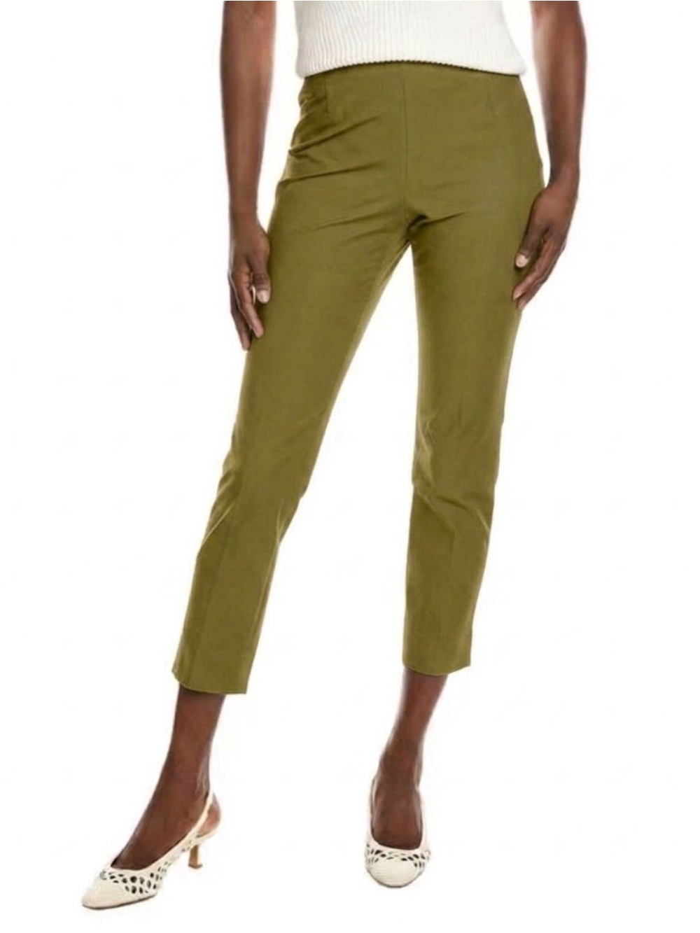 Lafayette 148 New York Stanton Slim Leg Pants Khaki Green Size 12 / 32" Waist